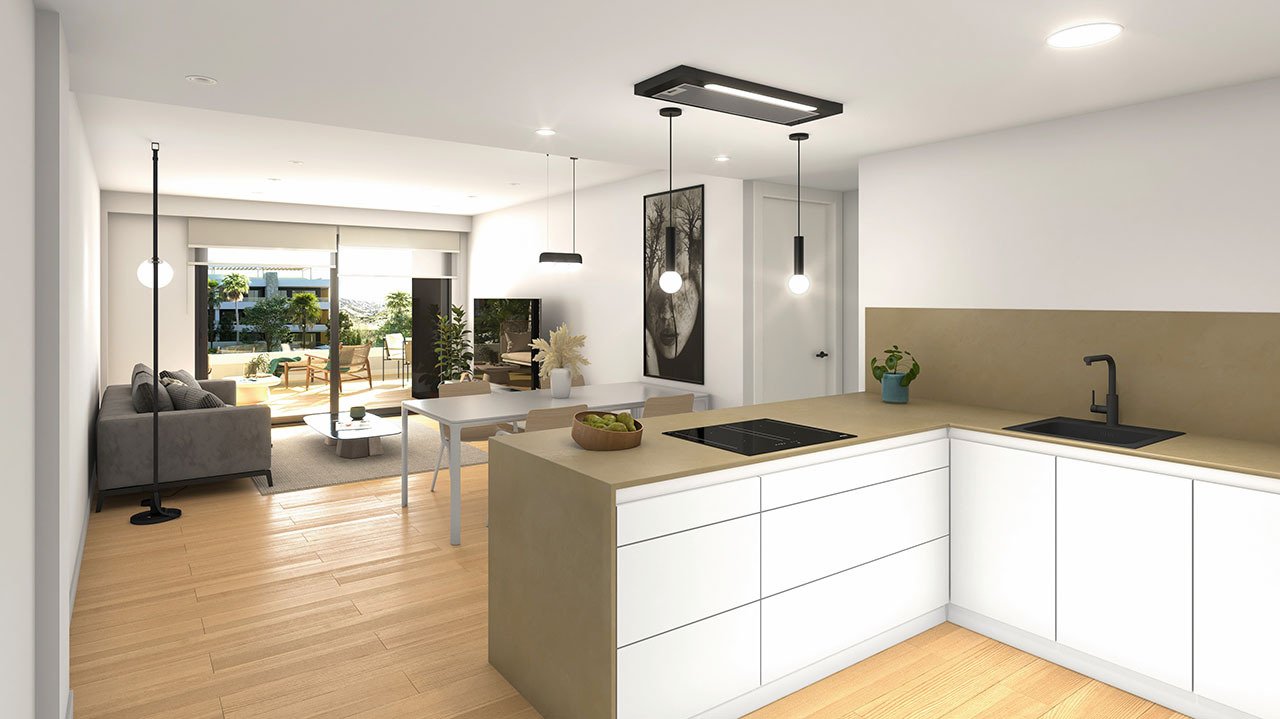 Apartments with 3 bedrooms, 2 - 3 bathrooms, air conditioning, private parking and communal pool in a marvellous golf complex